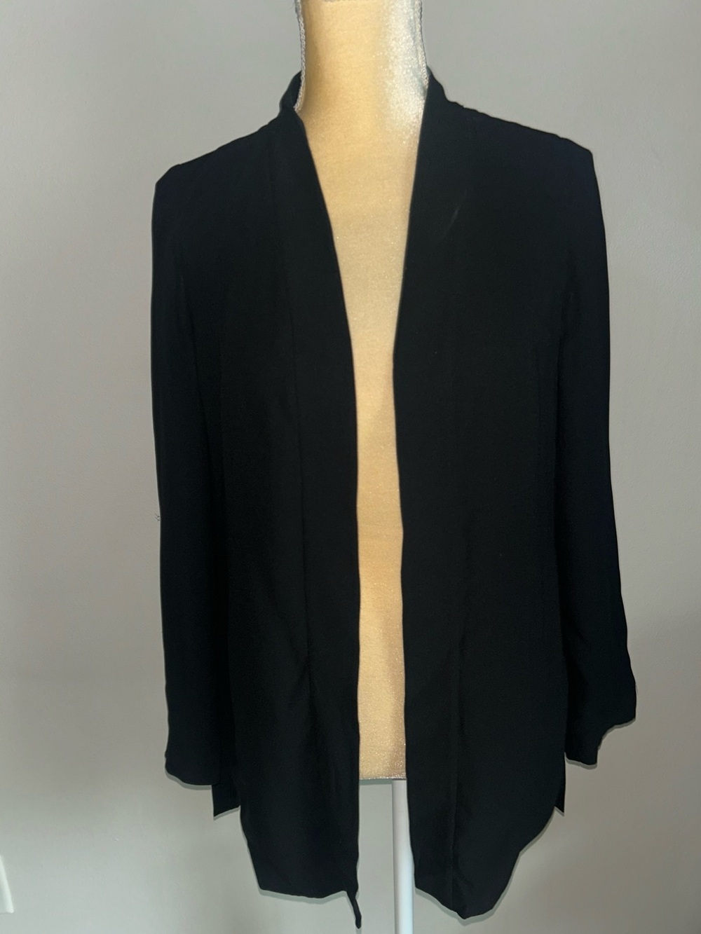 NEW Eileen Fisher Petite 100% Silk Black Open-Front Women's Jacket Sz XSP